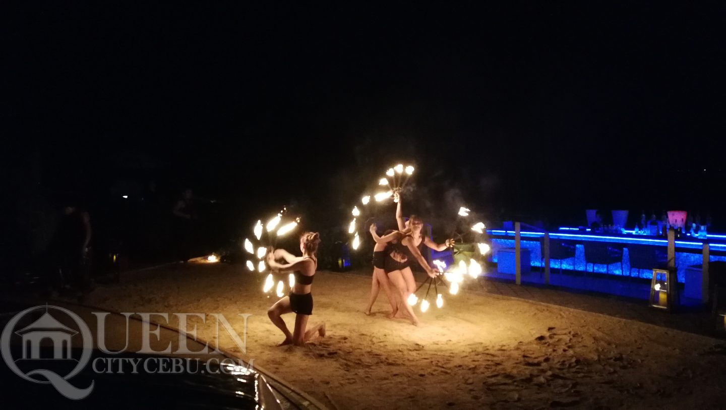 Fire dance performance at Crimson Resort mactan