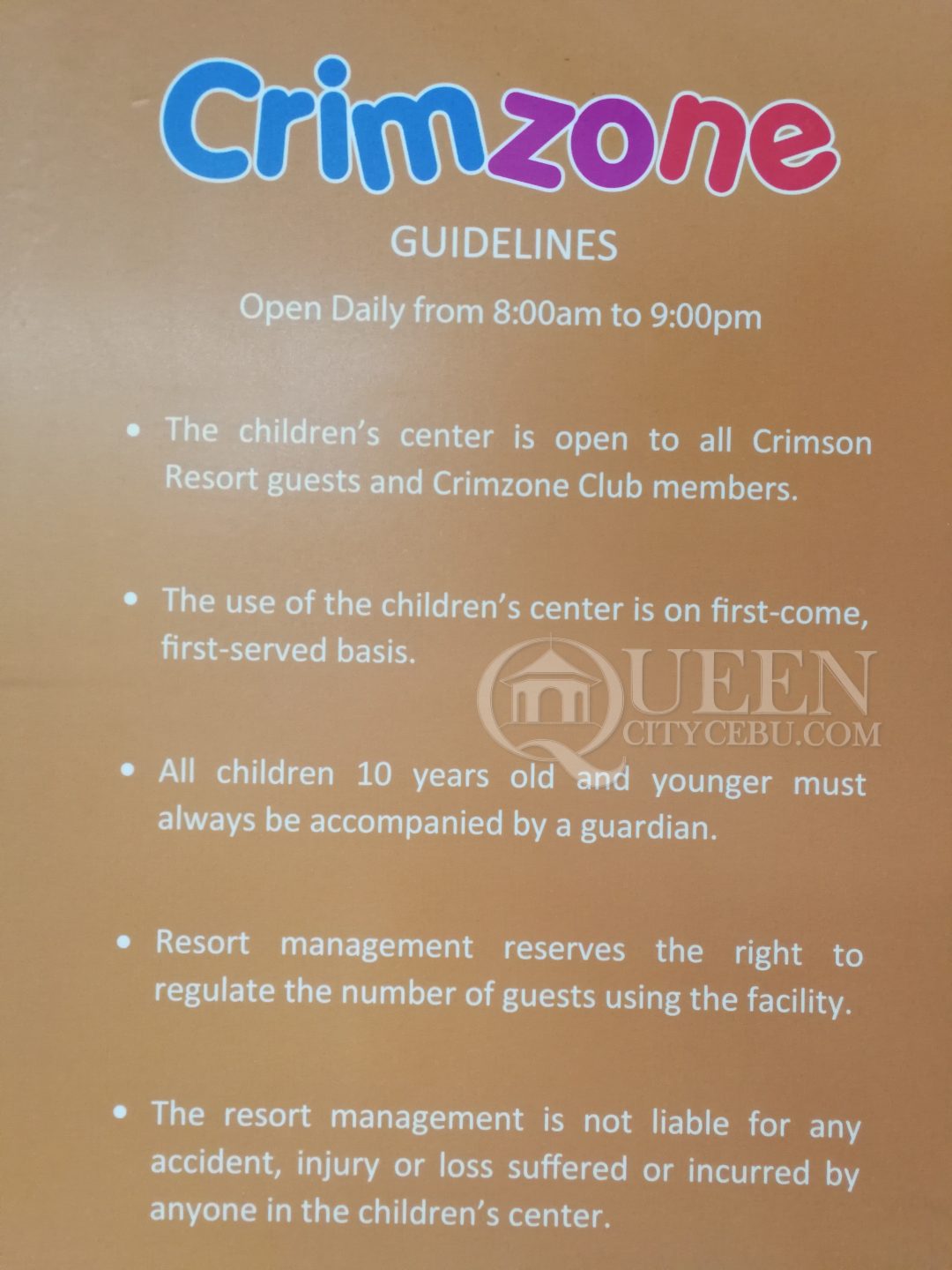 Crimson Resort's Crimzone Rules and Policies