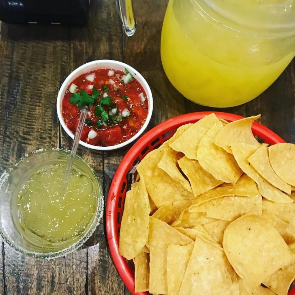 Red Lizard's Margarita Pitcher and home made massa chips.