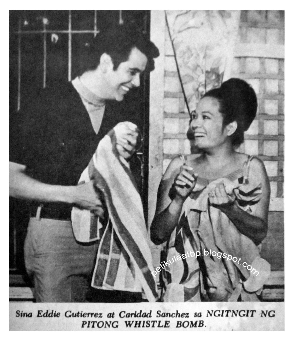 Caridad Sanchez with Eddie Guttierez in Ngitngit Ng Whistle Bomb Photo from Pelikula Atbp.