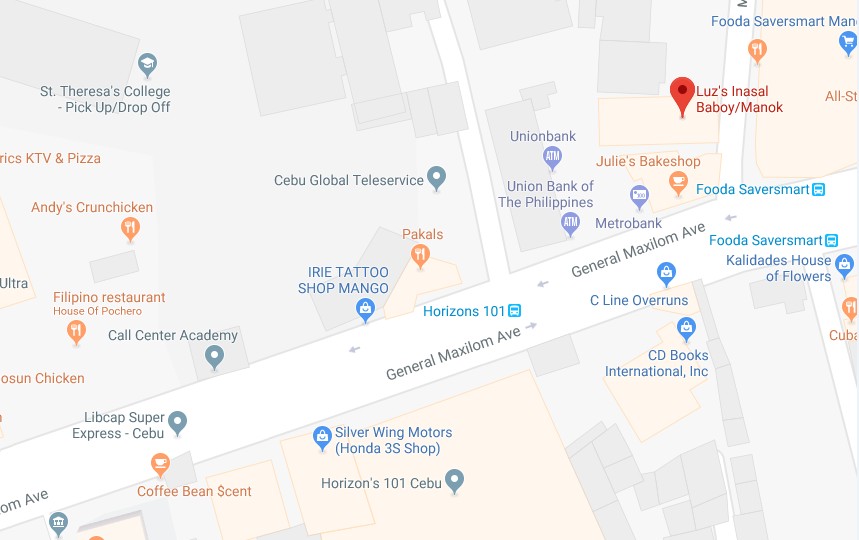 Map to Luz's Inasal