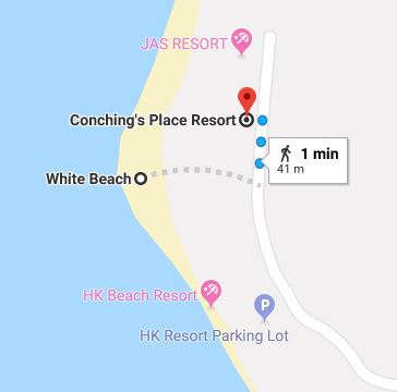 As you can see, the distance between Conching's Place and Basdaku Beach is very short.