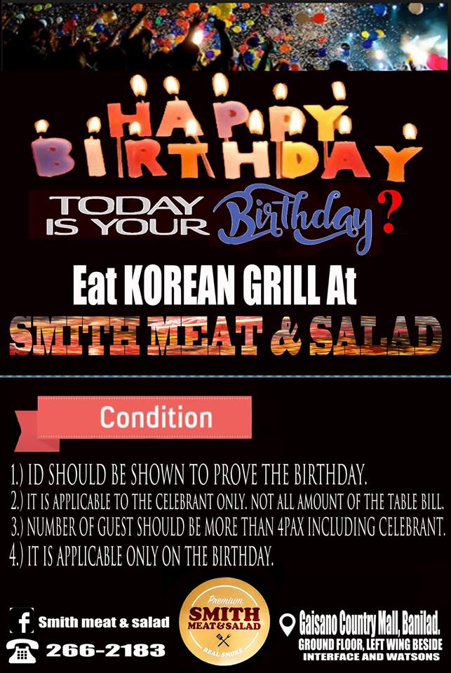 Birthday Promo at Smith Meat and Salad. Photo from Smith Meat and Salad