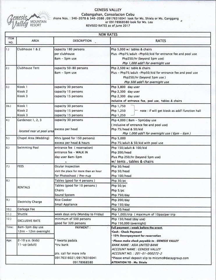 Genesis Valley Mountain Resort Rates