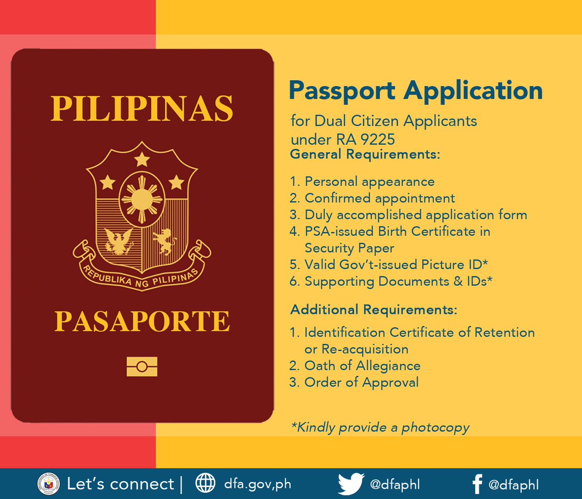 Philippine Passport Application for Dual Citizen Applicants. Photo from dfa.gov.ph