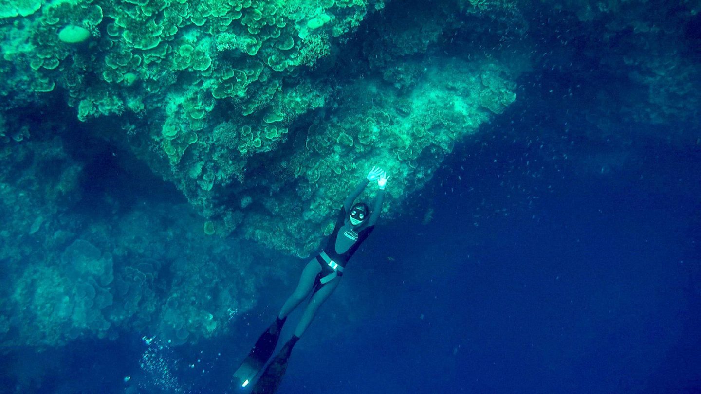 Free diving at the island. Photo by  Louie Garcia