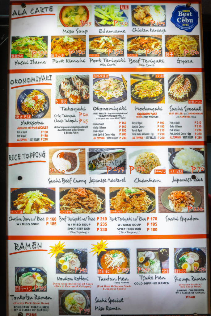 sachi ramen menu